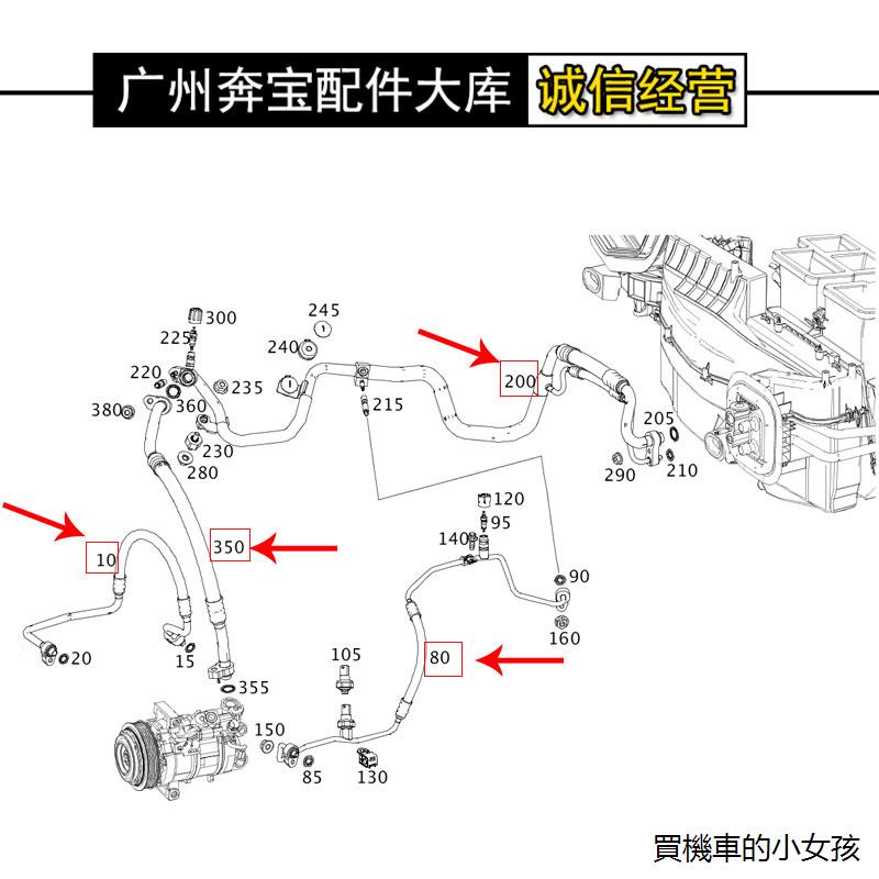 賓士W177改裝配件適用賓士W177 W247 A180 A200 B180 B200 GLA GLB空調管高低壓管