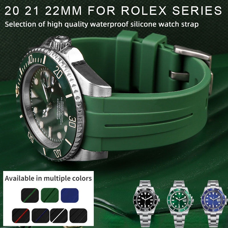 20/21/22mm手錶配件橡膠錶帶適用於勞力士水鬼鬼王遊艇名仕系列橡膠錶帶