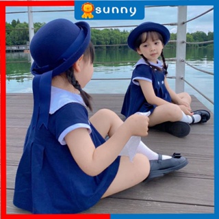 女童日系學院風短袖套裝2023夏季新款兒童海軍服可愛童裝兩件套潮