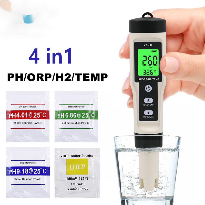 4 合 1 水測試儀監測氫 H2 PH ORP 溫度計 ATC 反應分析儀