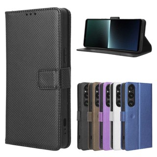 適用於索尼 Xperia 1 V 錢包式保護殼 Xperia1 5 掛繩 PU 皮套卡槽的時尚鑽石翻蓋保護套