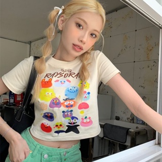 韓版修身卡通印花短袖女童新款夏季t恤可愛短上衣女學生ins