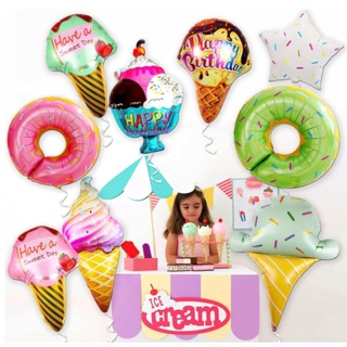 巨大的冰淇淋氣球套件 -37 英寸冰淇淋氣球,用於甜甜圈糖果主題嬰兒淋浴兒童生日派對氣球裝飾用品