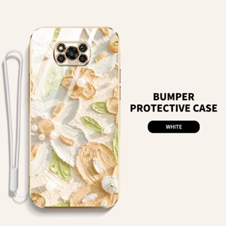 XIAOMI YBD 小米 POCO X3 Pro POCO X3 NFC 彩繪油畫風格花朵平底電鍍軟殼手機殼