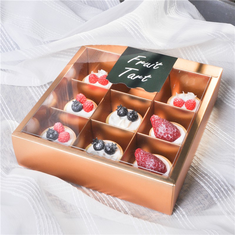 9格水果塔包裝盒 透明9格包裝盒 檸檬塔包裝盒 九宮格包裝盒  杯子蛋糕包裝盒