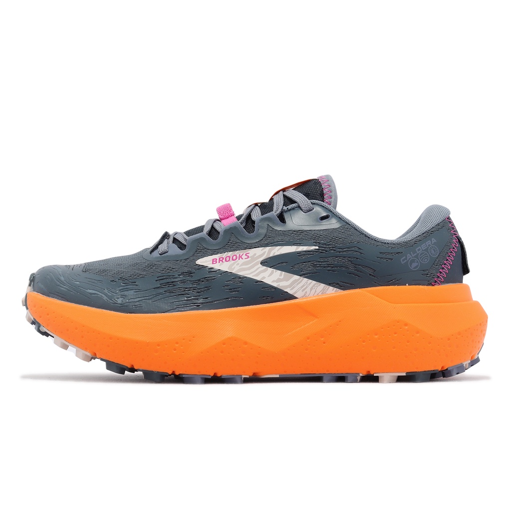 Brooks 越野跑鞋 Caldera 6 火山口系列 覓食系列 灰 橘 女鞋 【ACS】 1203661B042