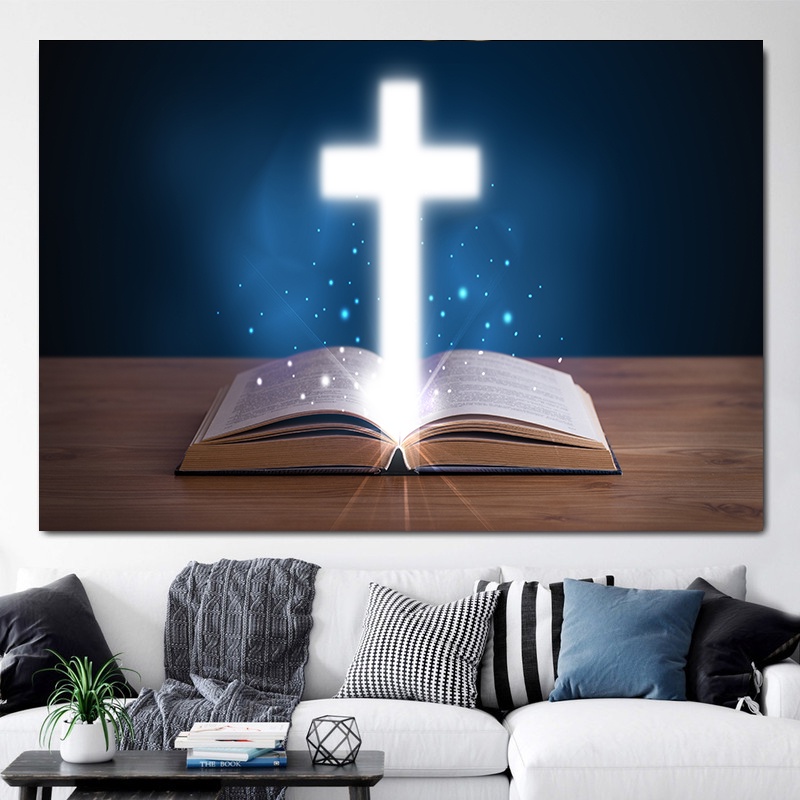 復古聖經油畫壁畫藝術宗教基督教海報和印刷客廳裝飾十字牆裝飾