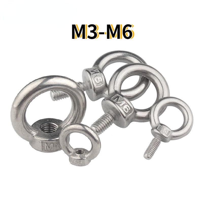 【XJK】304不鏽鋼吊環螺絲釘  環形帶圈起重吊環螺絲 加長圓環螺母螺栓螺釘M3-M4-M5-M6