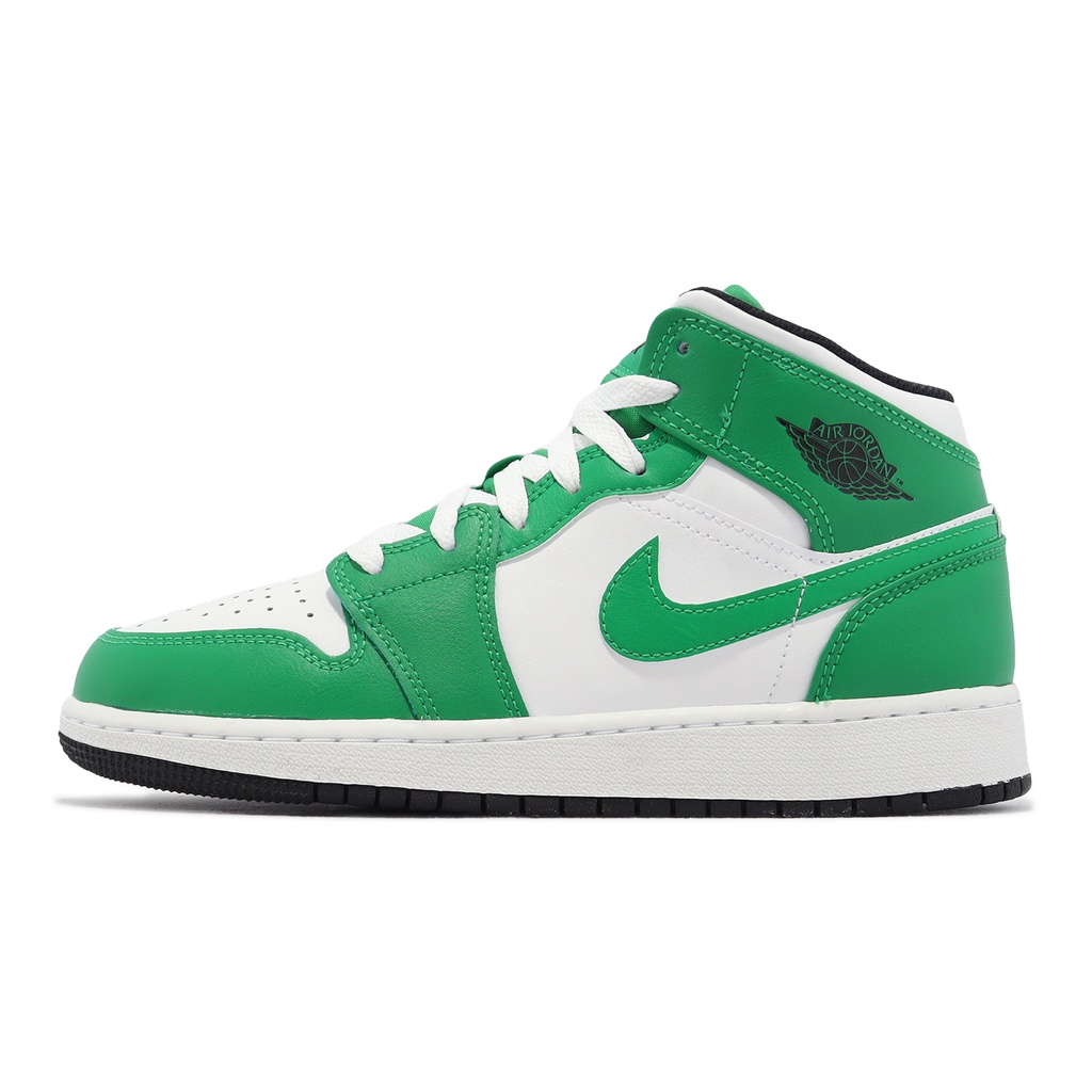 Nike Air Jordan 1 Mid GS 白 綠 Lucky Green 女鞋 大童鞋 DQ8423-301