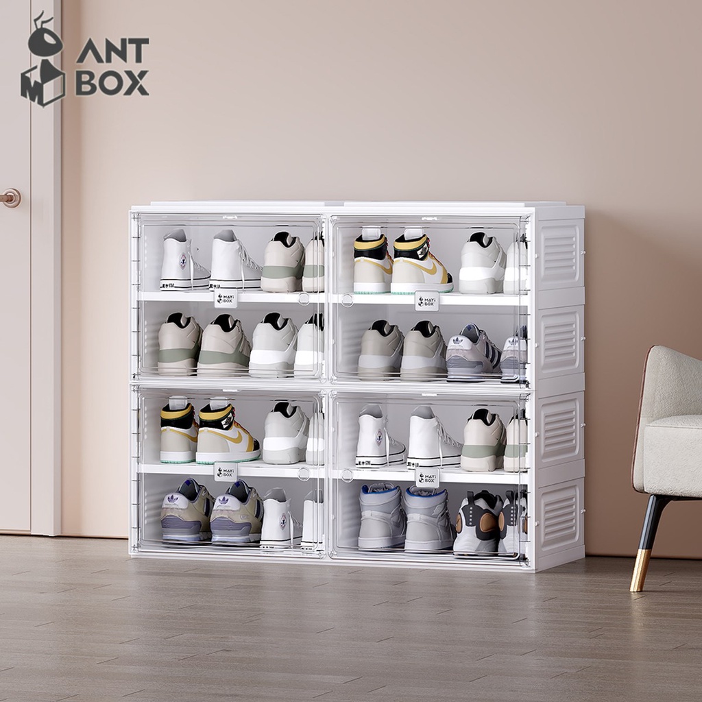 【hoi! 好好生活】【ANTBOX 螞蟻盒子】免安裝折疊式鞋櫃8格（無色款）/DIY商品