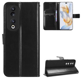 時尚瘋馬紋 榮耀 Honor 90 Pro 5G 手機殼 榮耀90 錢包款 掀蓋 保護殼 掛繩 翻蓋皮套