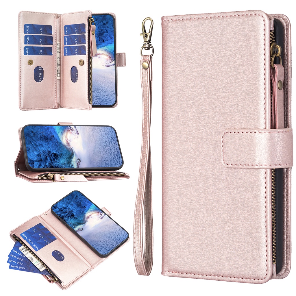 純色翻蓋卡包款 九卡拉鏈皮套手機殼 適用 蘋果 XS MAX XR X XS  6 7 8PLUS 全包保護殼