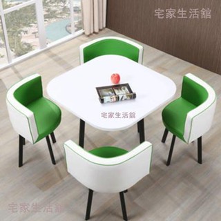 現貨免運 無錫市辦公室簡約接待桌咖啡廳奶茶店小型方桌休閒區實木桌椅組合