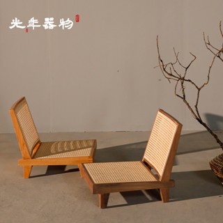 ✨免運✨懶人沙發 榻榻米座椅 新中式榻榻米椅子實木黑胡桃無腿飄窗椅日式帶靠背座椅凳子和室椅