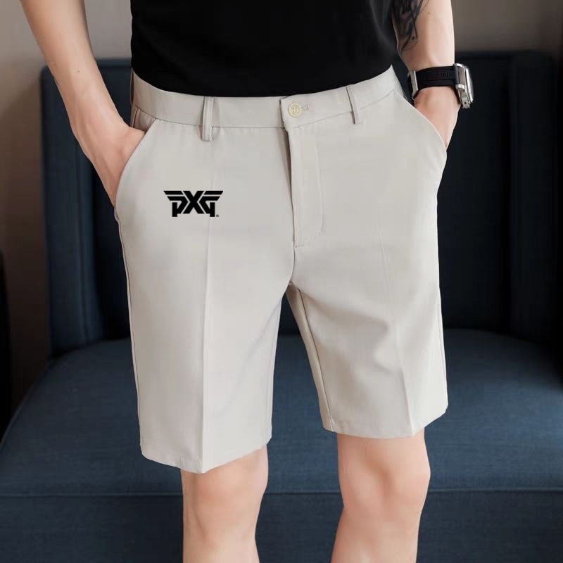 男士高爾夫西裝短褲男夏季簡約緊身直筒帥氣薄款五分西裝褲高級感高爾夫西裝褲