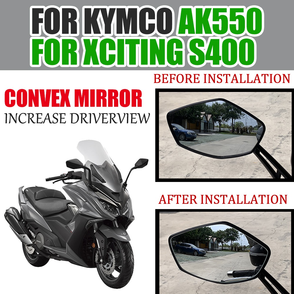 【現貨免運】適用光陽Xciting S400 改裝大視野後照鏡片AK550一代/二代凸面鏡反光鏡