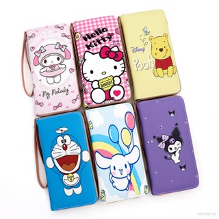 哆啦夢 三麗鷗 HelloKitty 哆啦a夢小熊維尼可愛卡通長款拉鍊錢包女零錢收納多卡卡包a