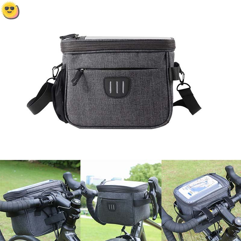 自行車車把包,5l 防水,帶觸摸屏前袋,適用於自行車車把籃,帶雨罩,適用於公路自行車、山地車和電動自行車 YKT CRD