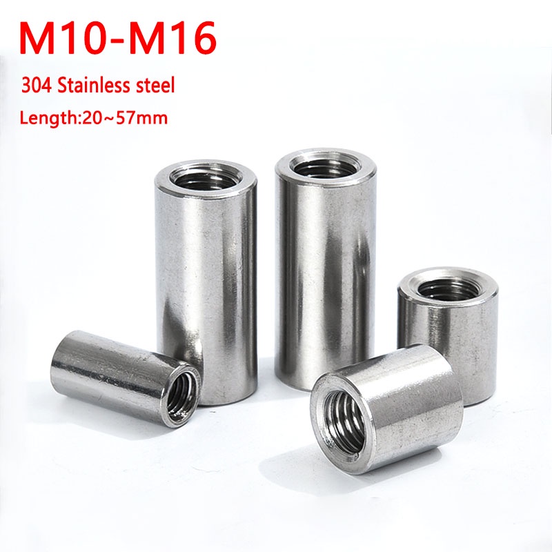 1 件 M10 M12 M14 M16 304 不銹鋼加長加長圓形耦合螺母連接器接頭套筒螺母