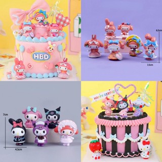 三麗鷗 Sanrio Melody Kitty Kuromi Cinnamoroll 蛋糕裝飾動漫可動人偶模型玩具 LE