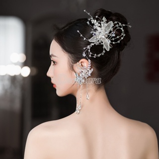 時尚新娘流蘇髮夾透明水晶仙女美人頭飾套裝造型一對髮夾