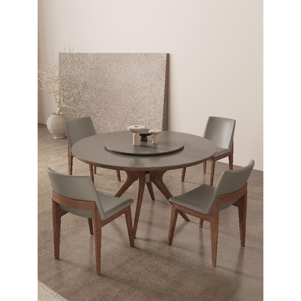 【即美生活】免運 岩板餐桌家用輕奢現代簡約小戶型圓形桌椅組合極簡大理石餐桌