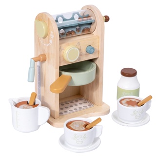 兒童木質仿真廚房 咖啡機 益智互動磨咖啡豆 餐廚過家家 益智玩具