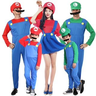 馬里奧 cosplay 超級瑪麗 萬聖節服裝 角色扮演 成人款 中大童 表演服裝 變裝派對