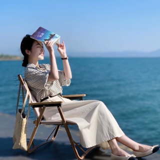 【DREAM STAR】夏季鹽系輕熟風氣質高級感Polo條紋襯衫+半身裙套裝兩件套 短袖 小外套 寬鬆裙 女裝
