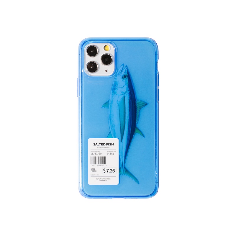 鹹魚熒光藍適用蘋果iphone12Promaxr原創XS手機殼8plus潮