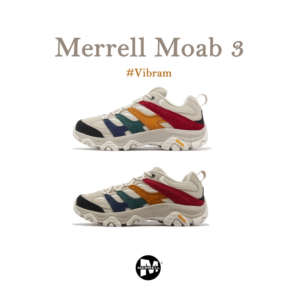 Merrell 登山鞋 Moab 3 戶外機能 米白 彩色 男鞋 女鞋 黃金大底 Vibram 紅橘綠藍【ACS】