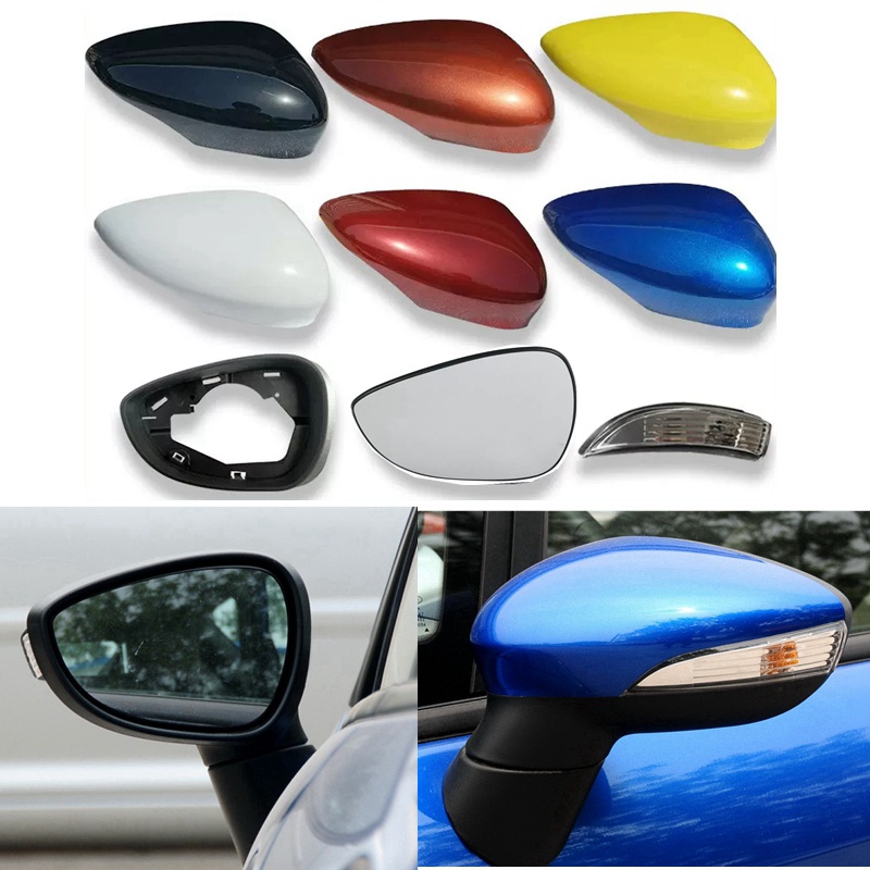 FIESTA 汽車後視鏡外殼框架玻璃鏡頭轉向信號燈後視鏡蓋適用於福特嘉年華 2009 2010 2011 2012 -2