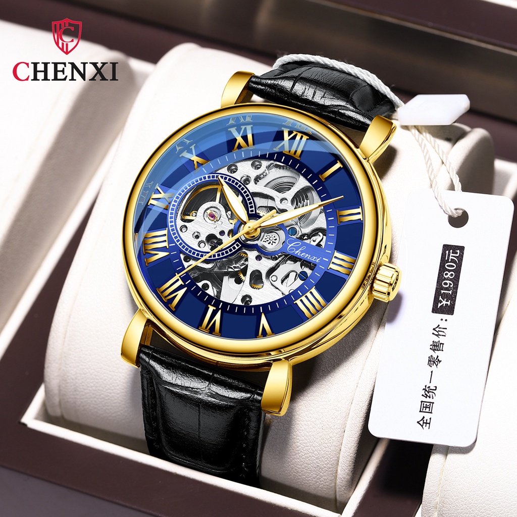 手錶 時尚手錶 CHENXI品牌手錶高檔機械手錶羅馬鏤空防水夜光全自動機械錶錶盤直徑mm品質等級AAAA++