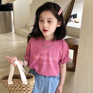 熱銷新款日韓女童純棉短袖T恤2023夏季童裝新款洋氣ins中兒童打底兒童寬鬆上衣