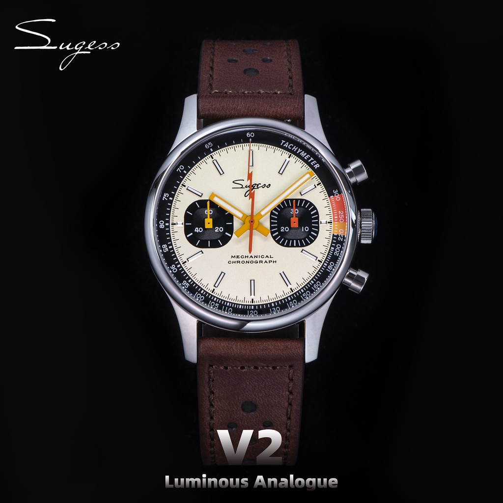 Sugess 手錶 1963 年計時碼表機械手錶海鷗 ST19 天鵝頸機芯飛行員男士手錶藍寶石水晶 V2
