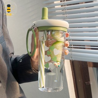 夏季高顏值運動吸管水壺水瓶 塑膠吸管防摔學生兒童大容量水杯 環保便攜隨行杯 透明水杯 果汁飲料咖啡奶茶杯 茶水分離杯