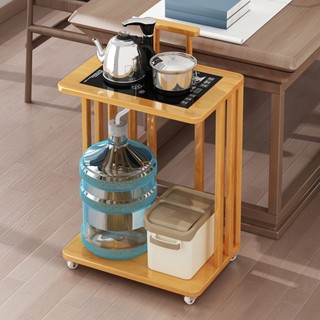 移動茶水櫃小茶臺實木茶桌茶几客廳家用帶輪茶車全自動燒水壺一體茶几 移動茶几 茶臺
