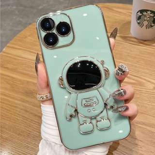 Realme Note 50 C53 C67 11 Pro + 4G 5G 6D 豪華電鍍軟矽膠手機殼可愛支架後蓋 Fu