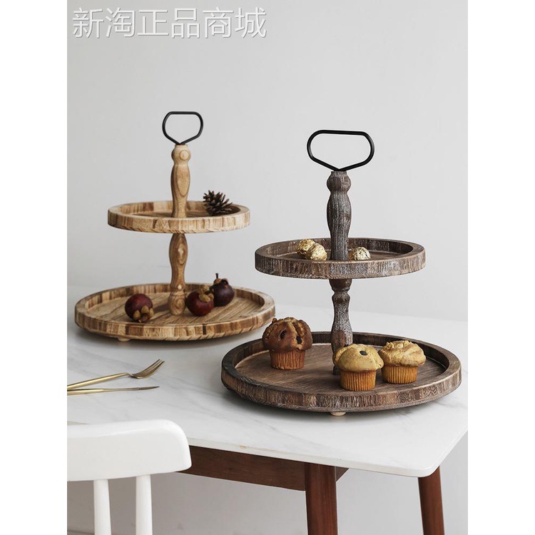 免運熱賣 木製托盤甜品架森系雙層三層蛋糕盤木質甜品台裝飾托盤展示架道具