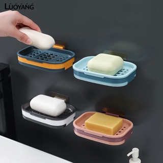 洛陽牡丹 肥皂盒吸盤壁掛式創意瀝水架 家用雙格衛生間雙層浴室免打孔香皂架