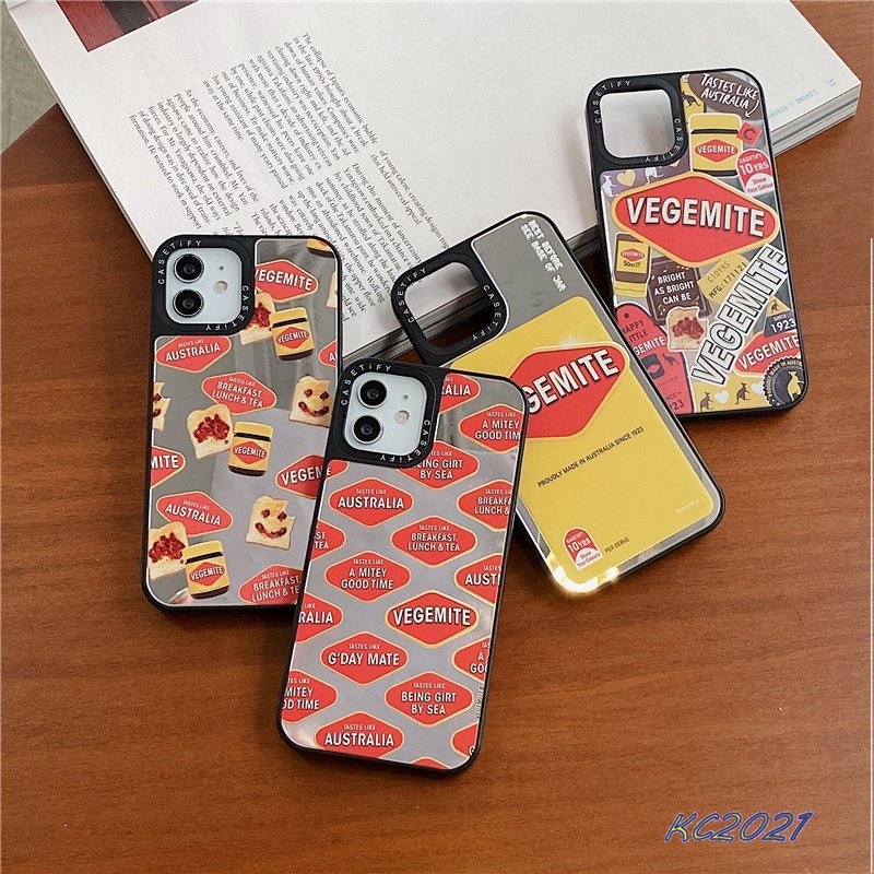 外殼高品質 TiFY【VEGEMITE Biscuit】鏡面 iPhone 手機殼適用於 iPhone 14 Pro M
