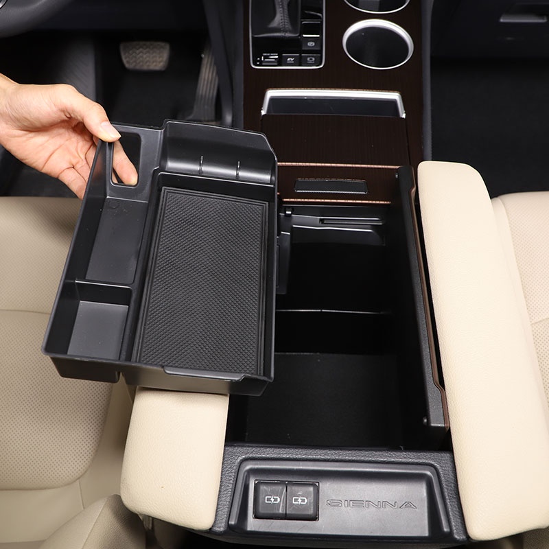 Toyota 豐田 Sienna 2021-2023 ABS黑色 汽車中控台扶手儲物盒 手機儲物盒 汽車配件