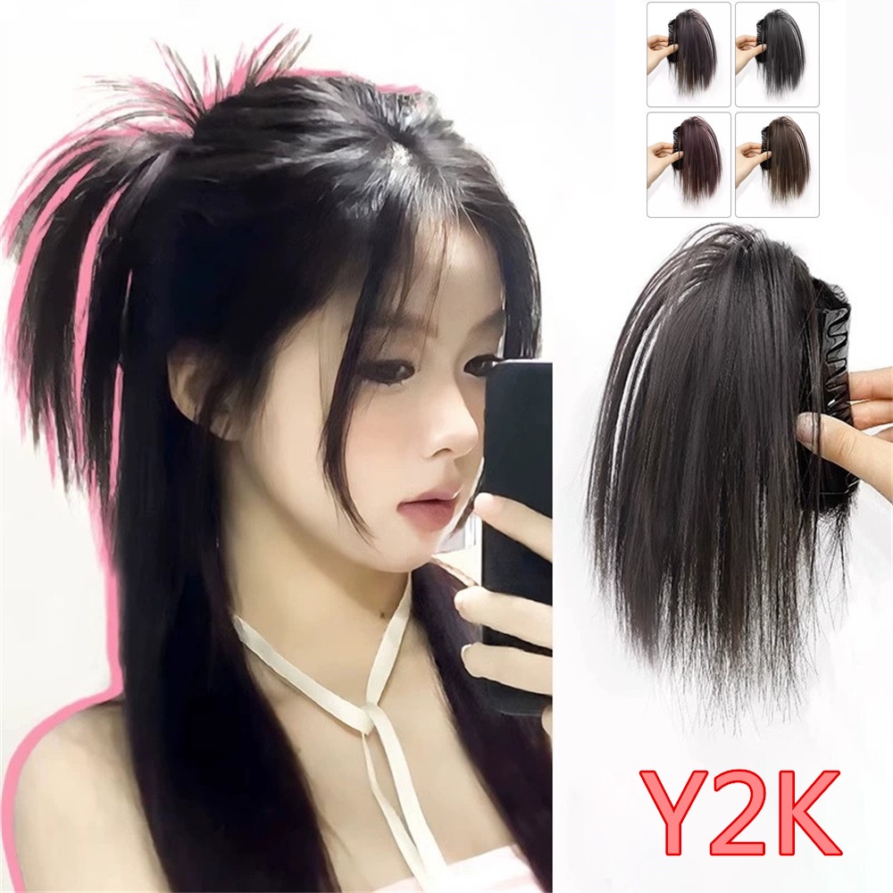 韓國ins Y2K錐形假髮抓夾球頭雞毛毽子頭高馬尾女生接發假髮