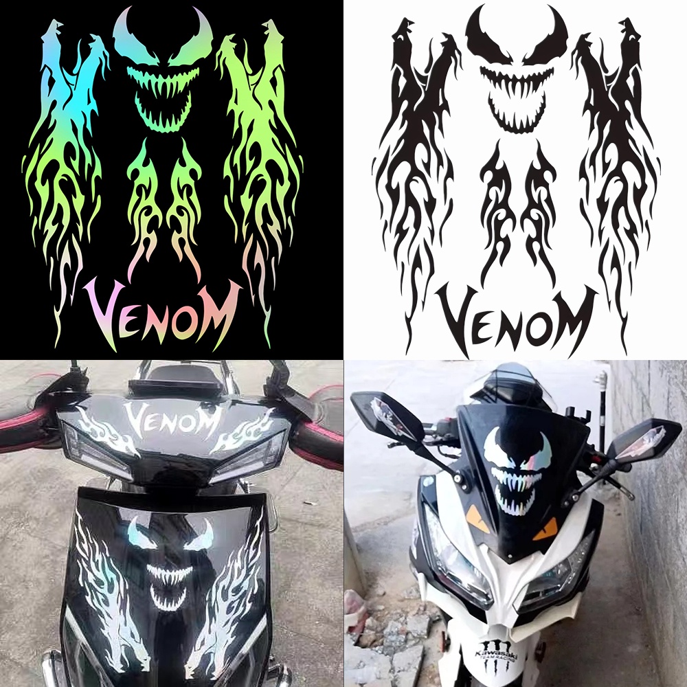 Venom貼紙摩托車改裝貼防水反光貼滑板車電動車貼紙遮蓋划痕貼鐳射貼頭盔貼個性改裝