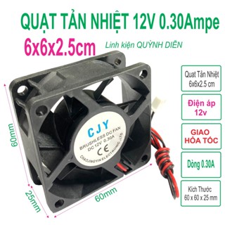 12V 散熱器風扇 6x6x2.5 cm 無刷風扇 - Quynh Dien 電子元件