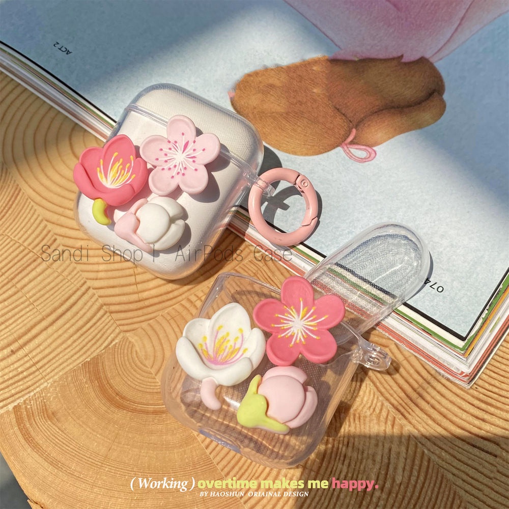 Ins Pink Flowers AirPods 保護套適用於 AirPods 1/2/3/Pro Pro2 保護套 A
