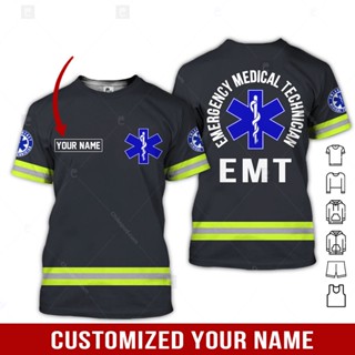 個性化名稱 EMT 3D 全身印花衣服 NC868 3D T 恤短袖