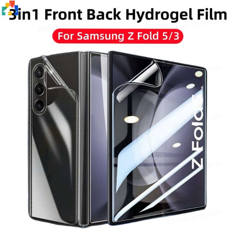 SAMSUNG 適用於三星 Galaxy Z Fold 5/3 防指紋 TPU 屏幕保護膜的高清 3 合 1 透明可修復