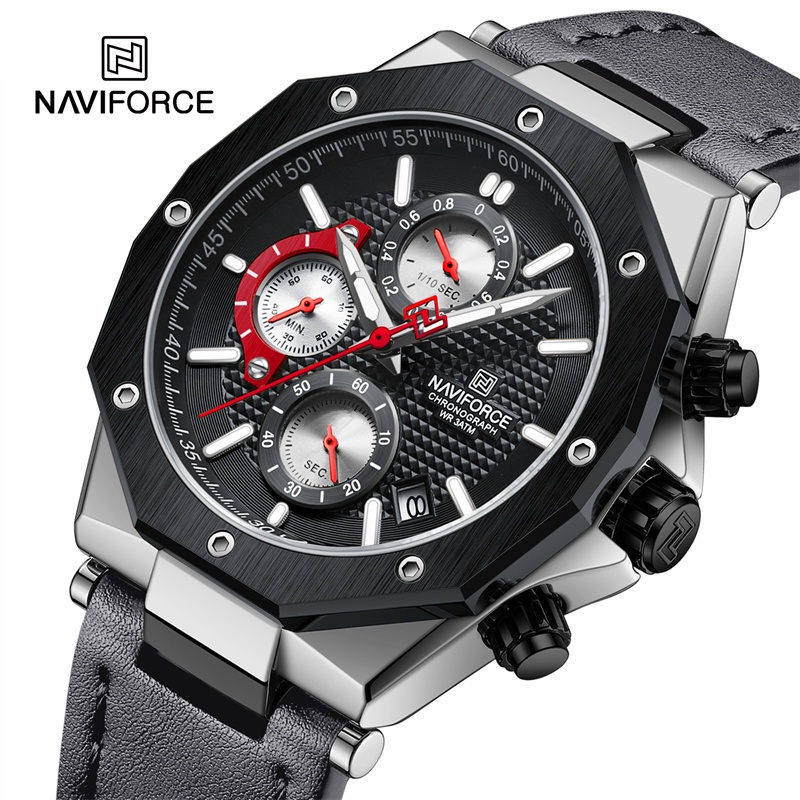 Naviforce 商務防水多功能豪華皮革錶帶時鐘