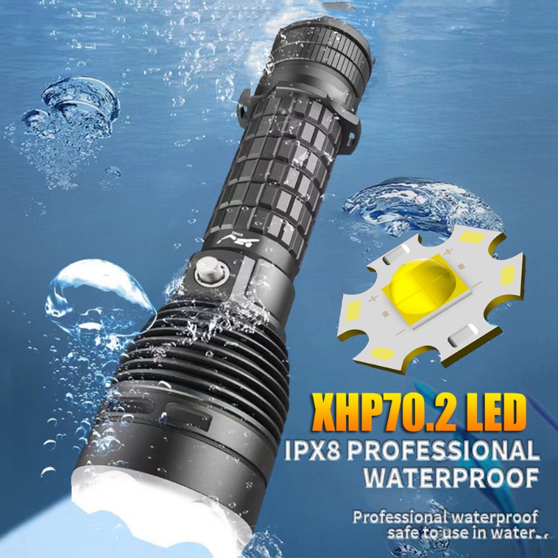 專業水肺潛水手電筒 XHP70.2 手電筒潛水手電筒 IPX8 防水燈水下燈